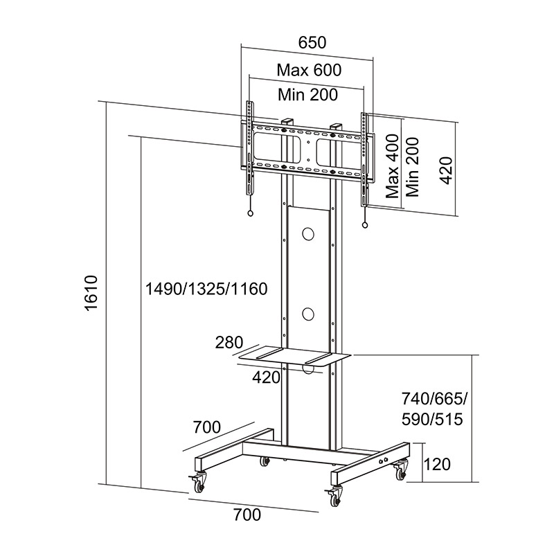 Public TV Floor Stand / Mount / Rack / Bracket (SAV 108A)