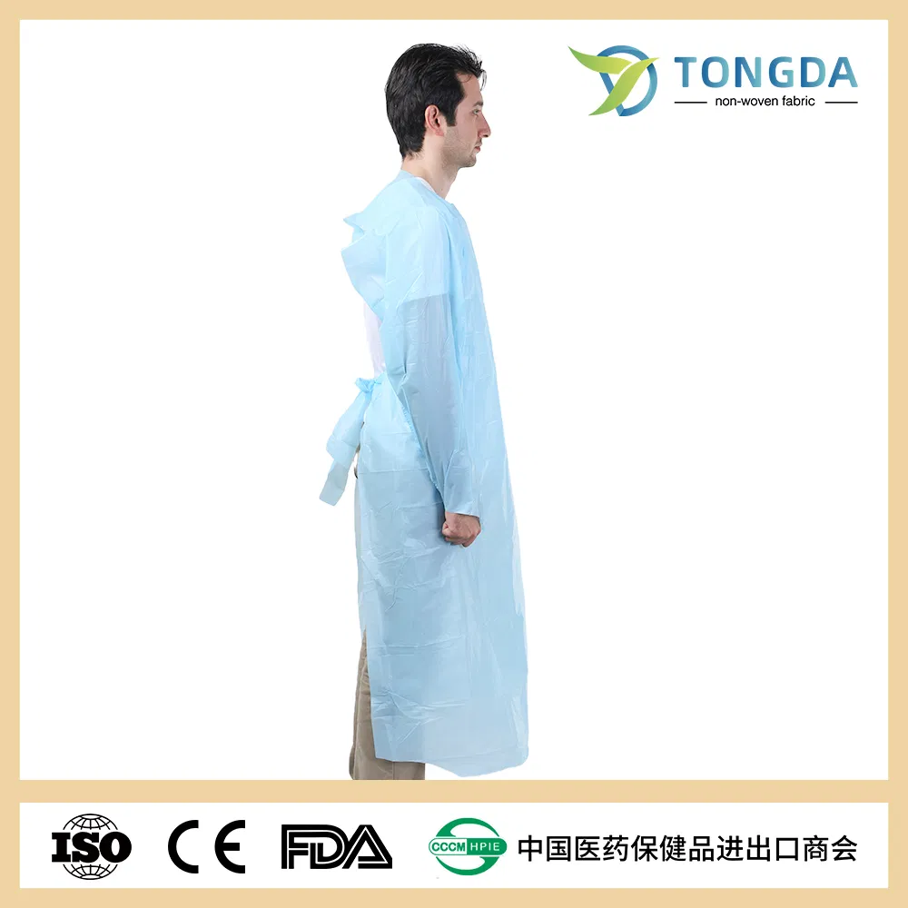 Disposable Thumb Loop Good Quality CPE Isolation Gown
