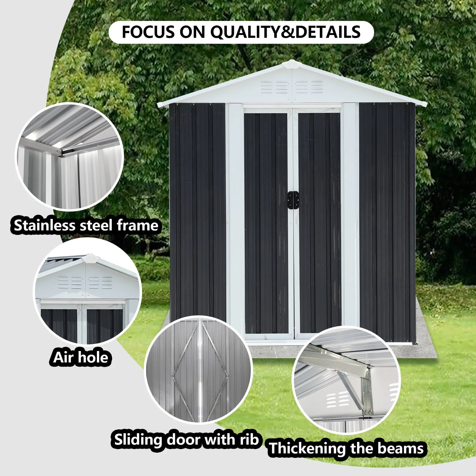5*3FT Durable Steel Tool House for Outdoor Storage of Garden Tools and Equipment with Lockable Doors Storage Shed Garden Shed