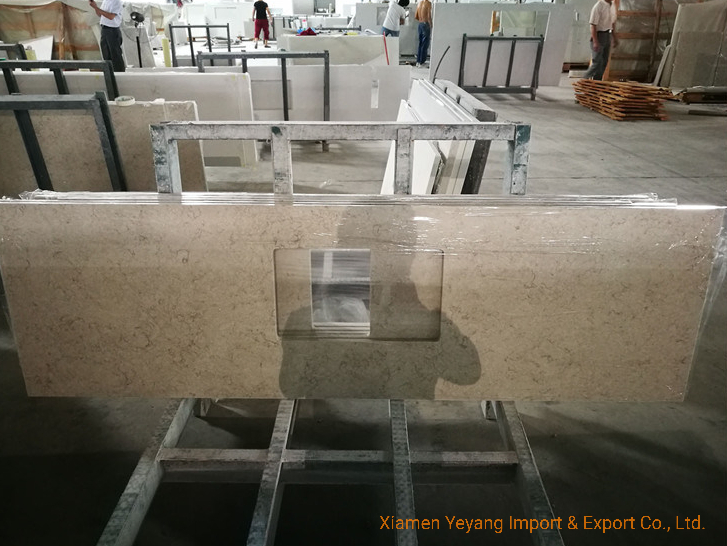 Bianco Drift 6131 Beige Quartz Countertops for Kitchen