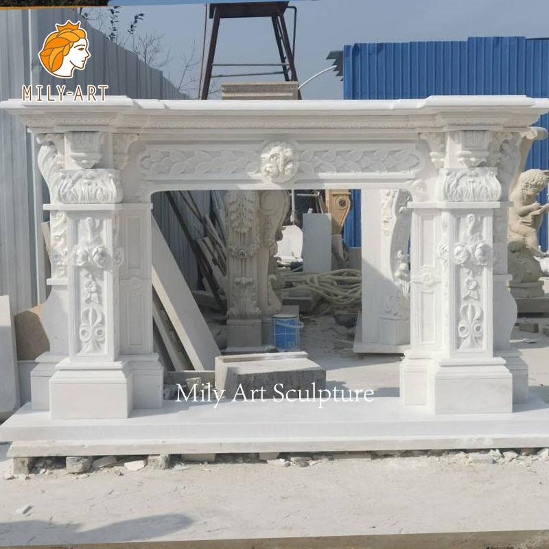Indoor Decorative Marble Fireplace Mantel Fireplace Surround for Sale