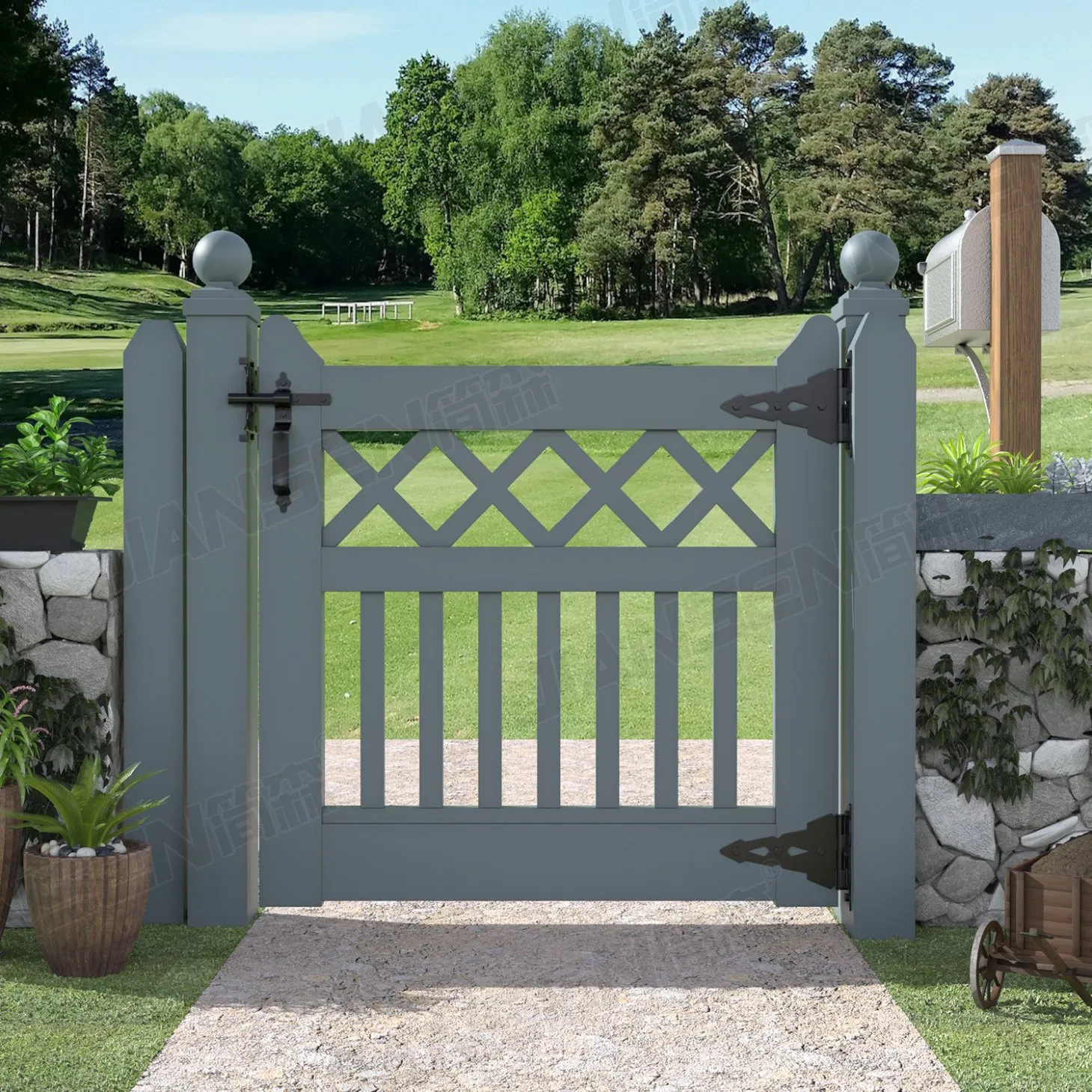 Traditional Heavy Duty Wood Gates Hardware Sets Decorative Fence Hardware Kit Gate Hardware Sets Black Stainless Steel for Outdoor Doors