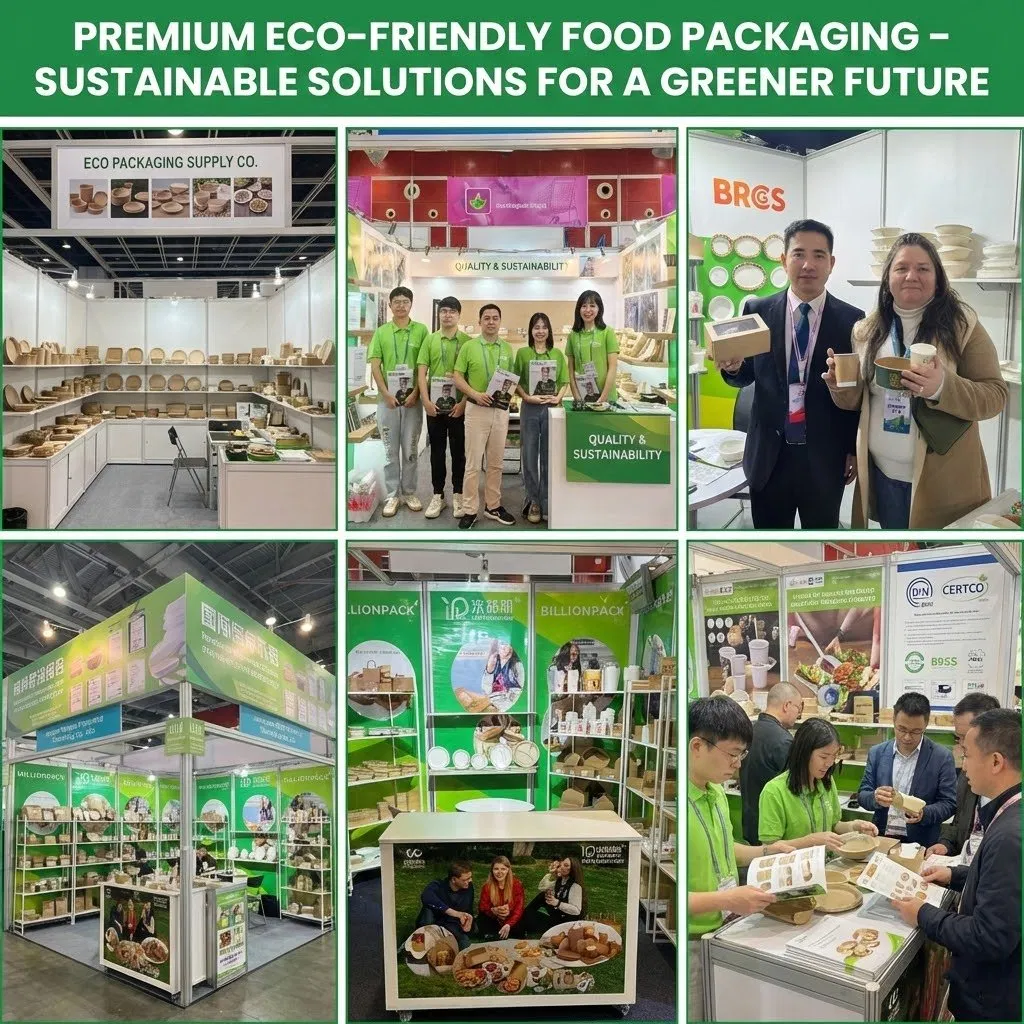 Compostable Paper Salad Box with Lid Biodegradable Eco Takeout Containers for Cake