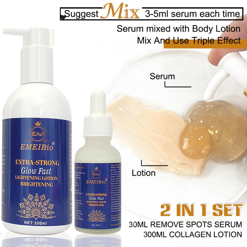 Private Label 5 Days Vitamin C Collagen Remove Hyperpigmentation Extra Whitening Lotion Serum Cream Facial Skincare Set