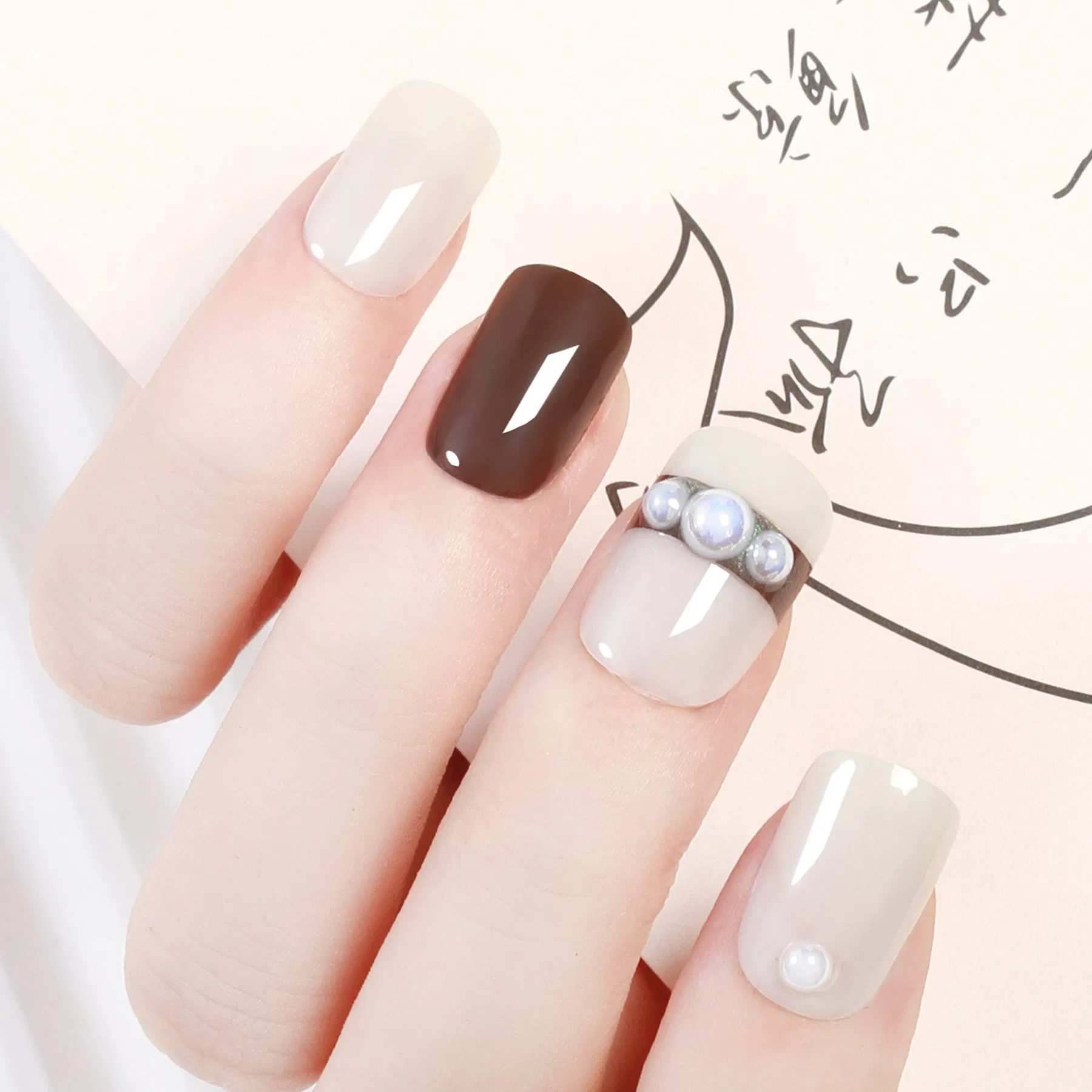 French Style Gel Nail Stickers, Easy Apply & Remove, Long Lasting for Nail Art