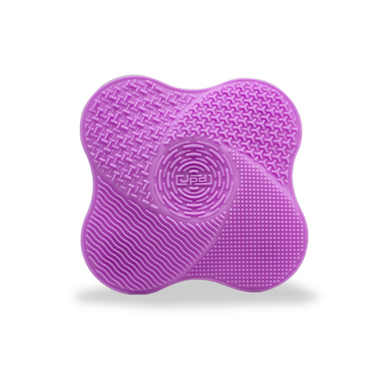 Customized Color Flower Shape Portable Cosmetics Scrubber Board Silicon Makeup Cleaning Brush Cleaner Mat Make up Washing Pad