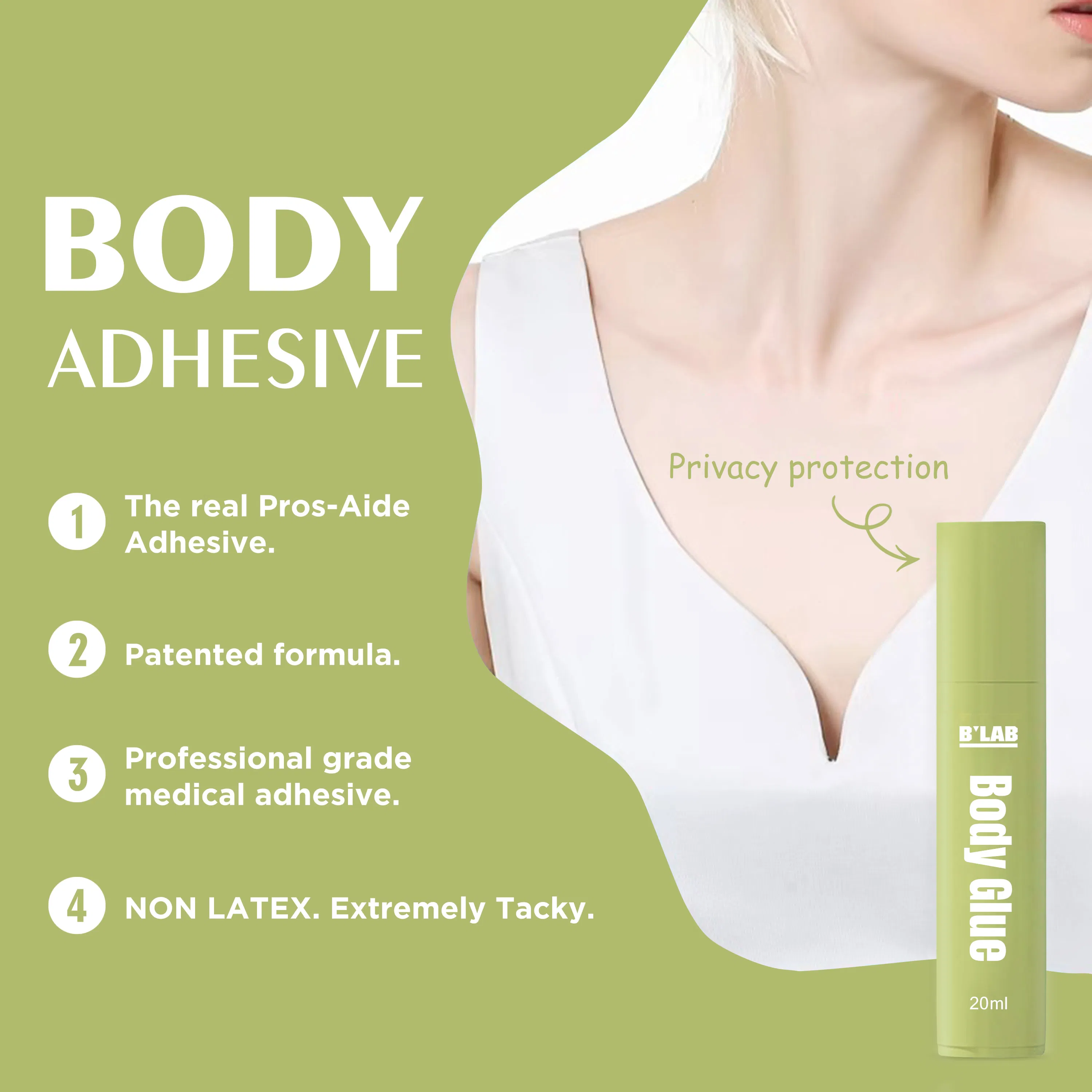 Factory Custom Skin Adhesive Body Gel Cloth Bra Roll on Body Glue