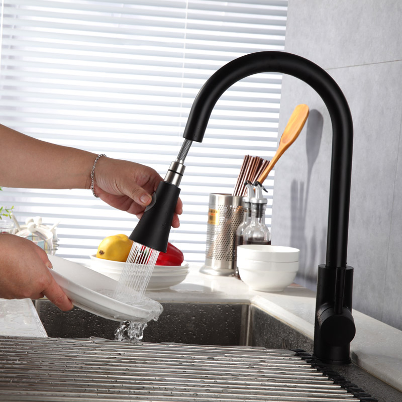 High Quality Good Price Black Colour Brass Kitchen Faucet