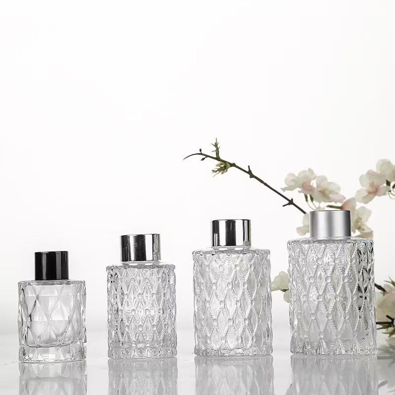 80ml 140ml 150ml Diamond Shape Cyrstal Glass Diffuser Bottle with Metal Lid