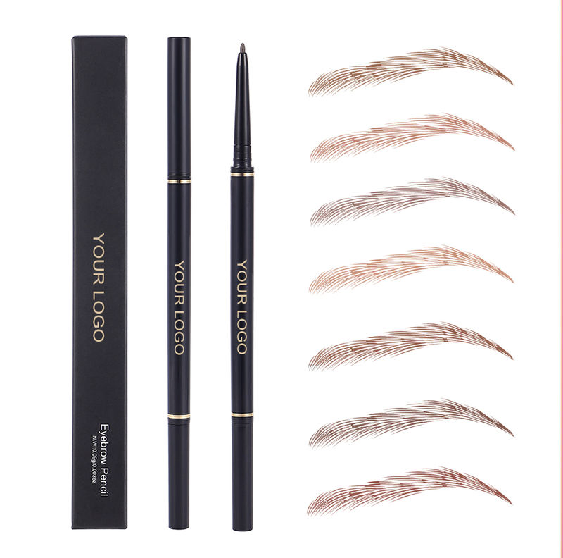Wholesale Waterproof Automatic Vegan Slim Double Eyebrow Liner Pen Retractable Eyebrow Pencil with Brush