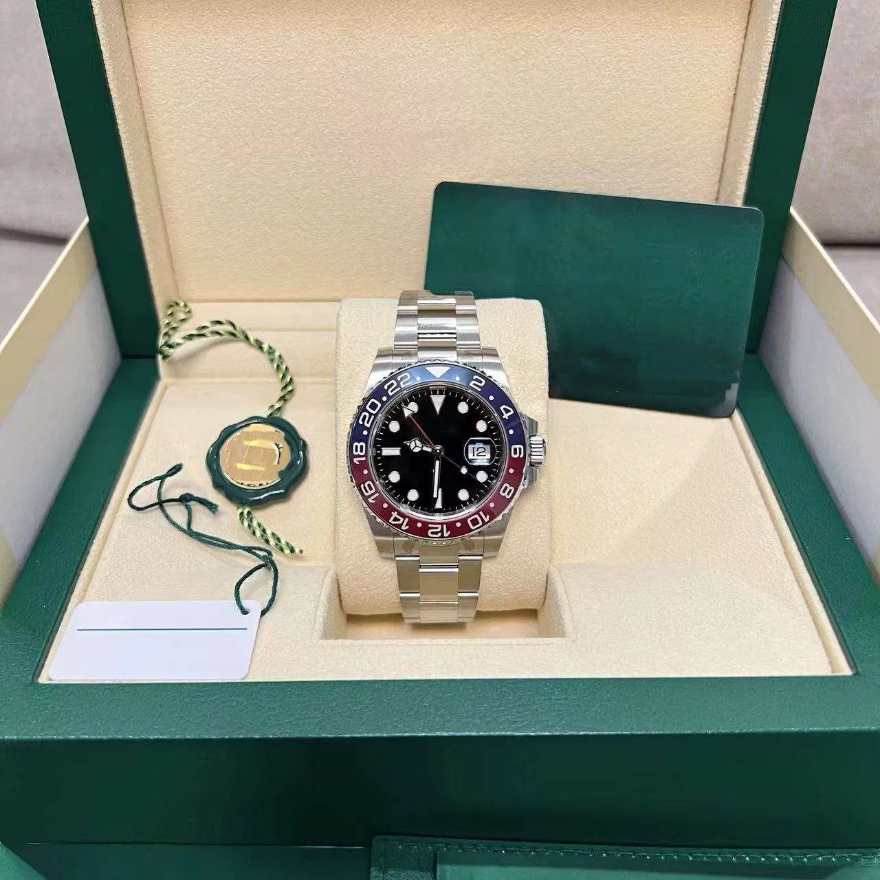 Christmas Gift 5A+ Top Quality Rlx Cola Watch Vsf 3285 Swiss Movement Sapphire Mirror 904L Stainless Steel Men's Watch