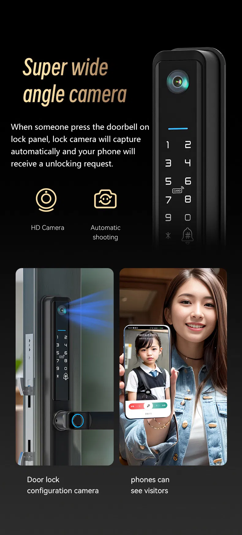 European 85 Mortise Digital Electronic Ttlock APP Fingerprint Smart Aluminum Door Lock for Sliding Door