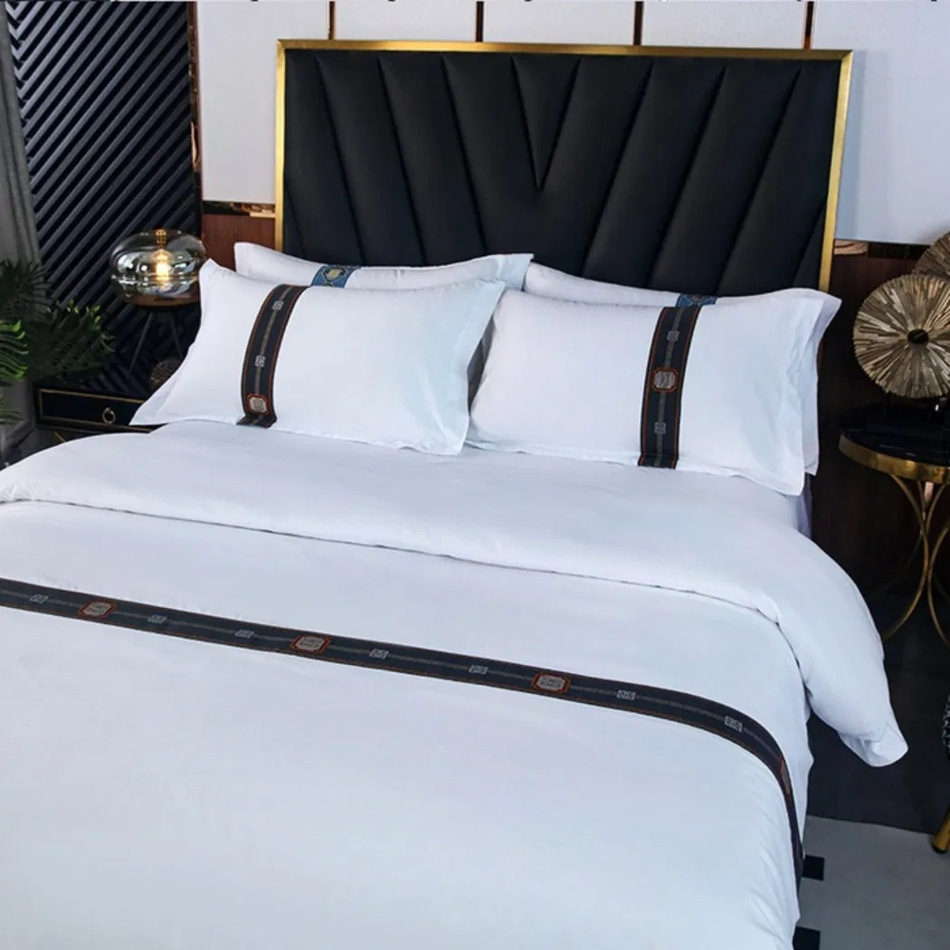 Luxuary Hotel Weaving White Cotton Sabana 3 Piezas Fabric Textile Bedding Set