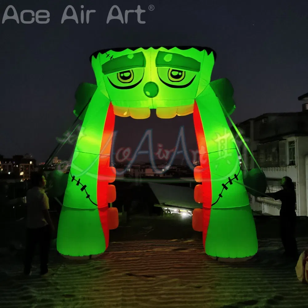 4X4mh Halloween Themed Inflatable Monster Archway with LED Lights for Outdoor Party Decorations