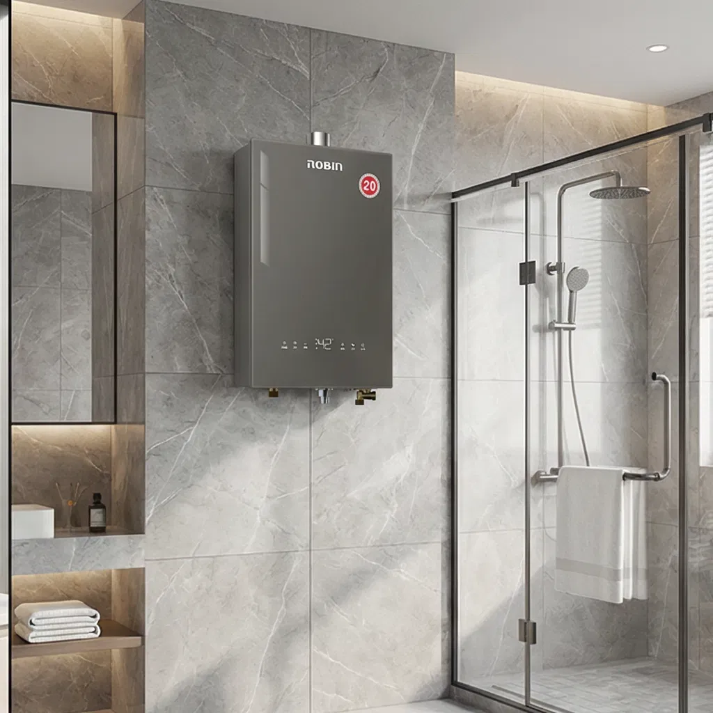 High-Efficiency Forced Exhaust Gas Water Heater for Rapid Heating