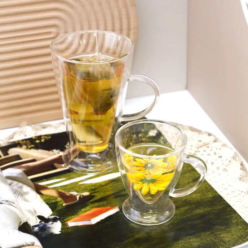Explosive New Products High Borosilicate Glass Double Household Cup with Handle with Factory Price