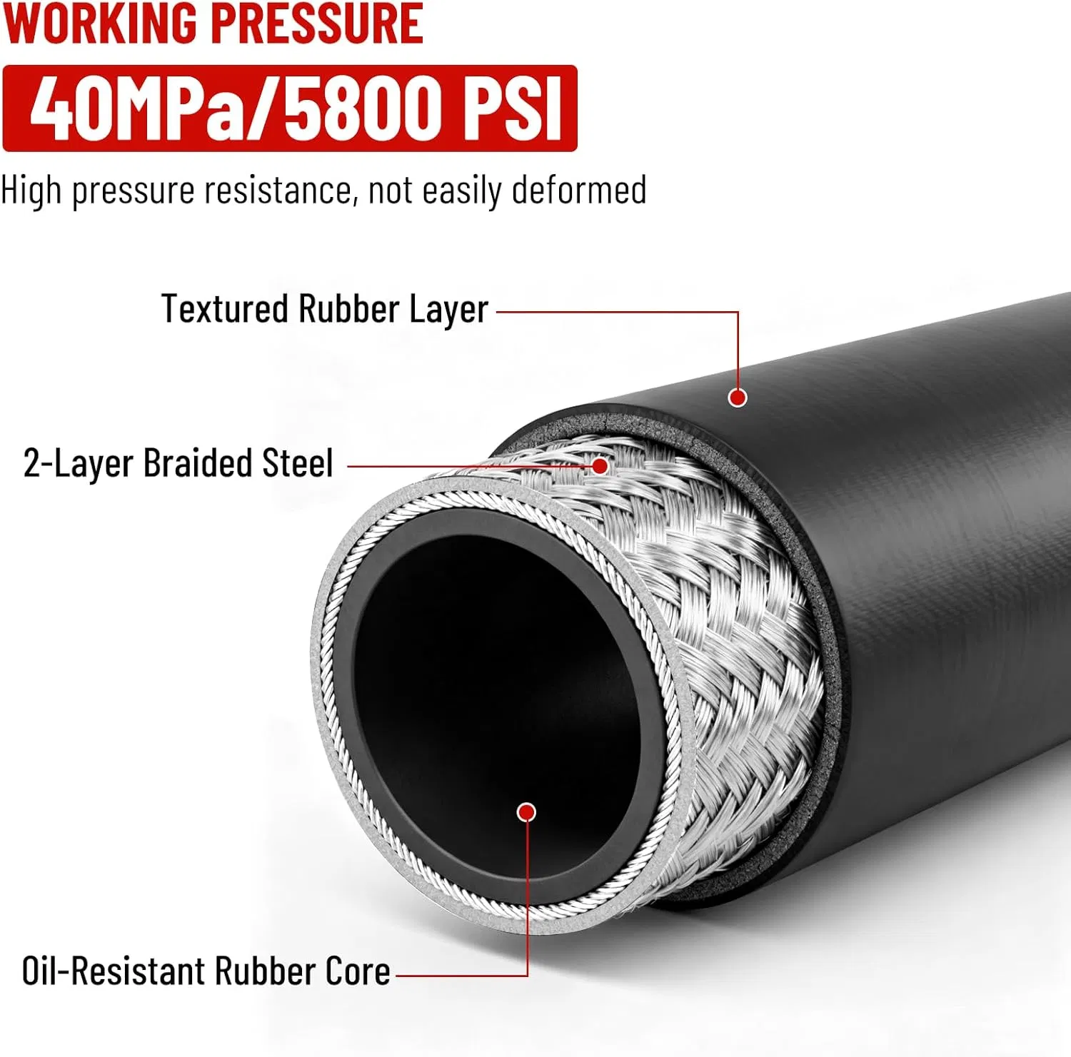 Huaj Factory OEM 3/8" SAE R2at Hydraulic Hose Pipe Assembly Bsc NPT Female Hose Fittings-4800psi Tensile Steel Wire Braid, Industrial Agricultural Machinery