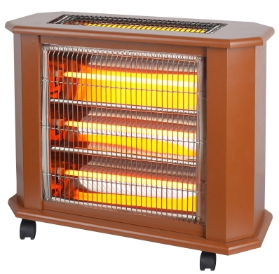 Retro Wooden Cabinet Electric Infrared Heater - Multi-Tube Portable Space Heater for Home & Office Heating