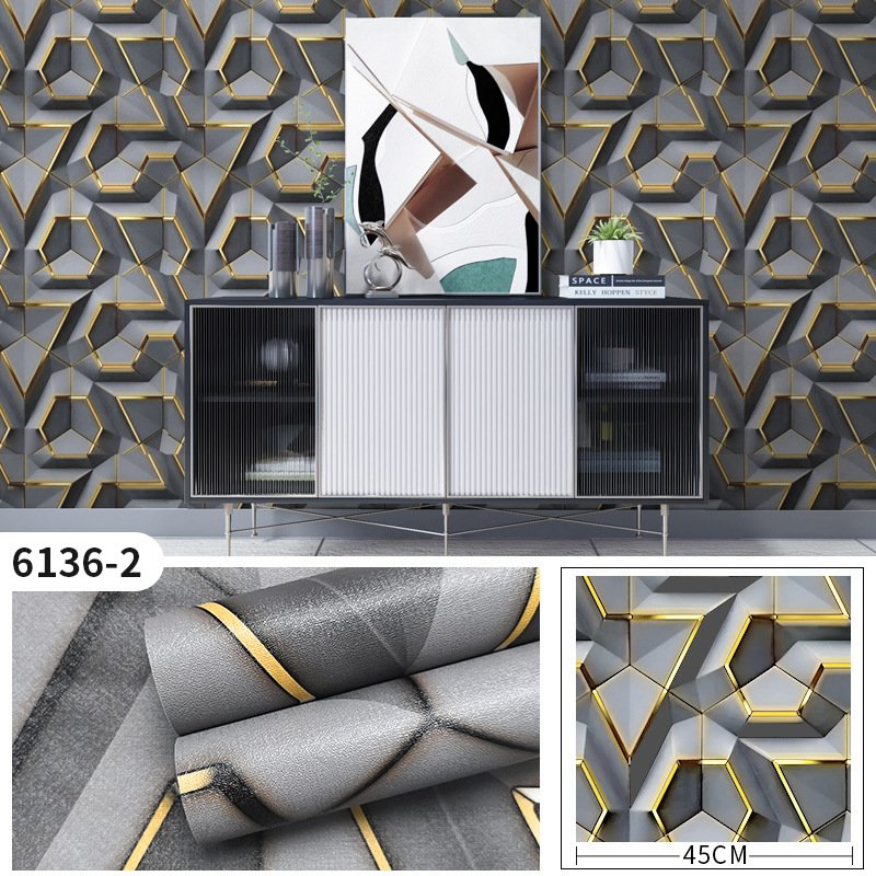New Arrival Geometric Wallpaper PVC Waterproof Peel & Stick Wallpapers for Sofa Background Wall Decor