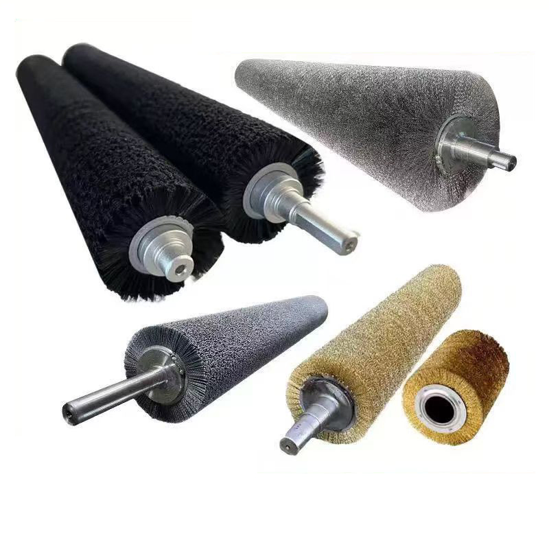 Industrial Stainless Steel Wire & Nylon Cylindrical Spiral Coil Roller Brush Metal Cylindrical Polishing Surface Brush Spiral Steel Wire Roller Brush
