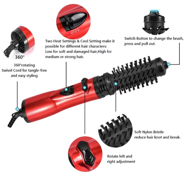 2-in-1 Automatic Hair Curler and Straightener, Multifunction Hot Air Brush with Constant Temperature, Volumizing and Hair-Protecting Design