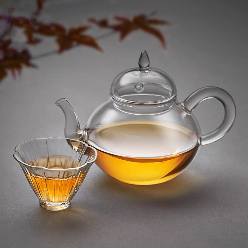 Glass Teapot Set with Infuser Borosilicate Glass Clear Teapot Tea Set Warmer Infuser Double Wall Cups Glass Teapot Sets