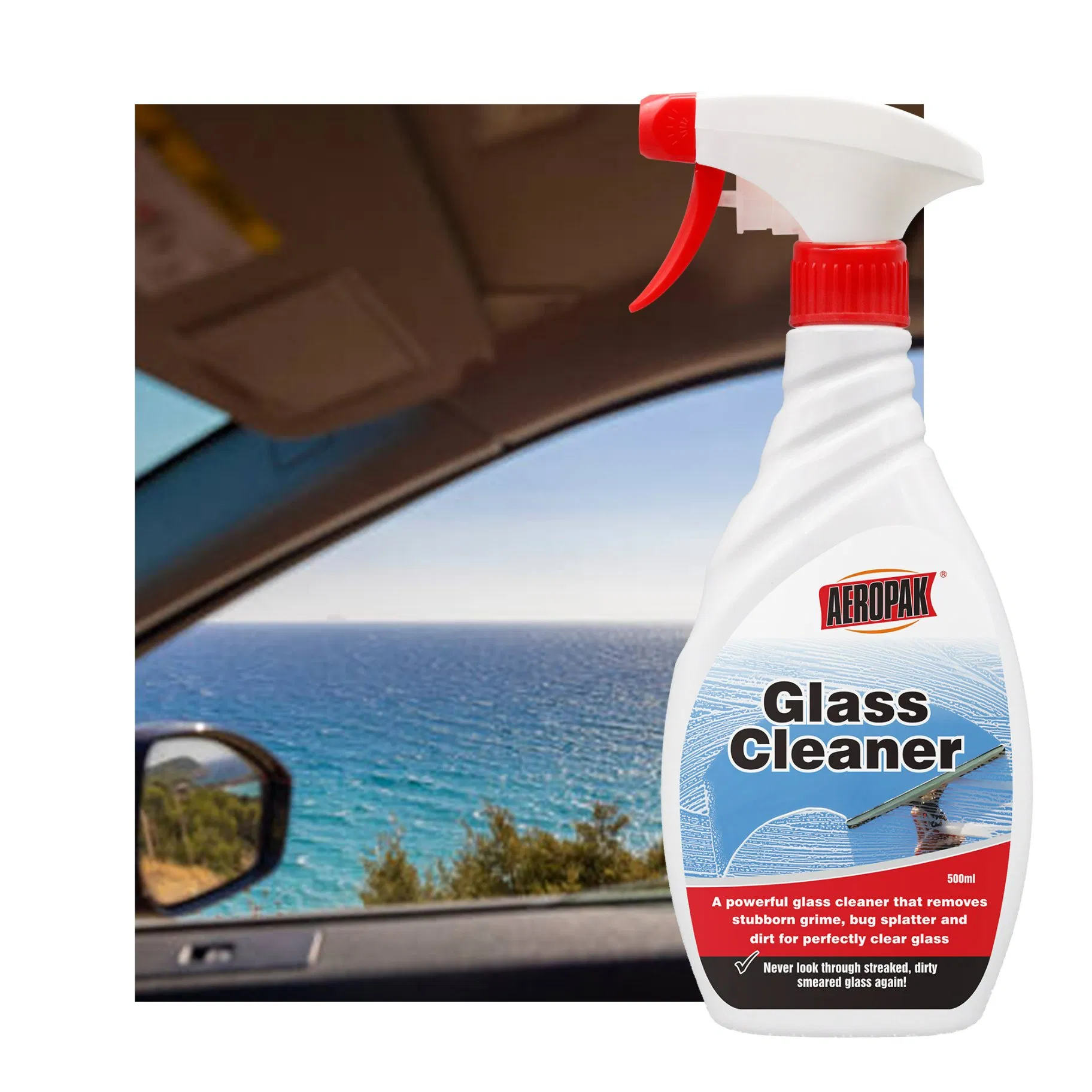 Aeropak 500ml Bottle All-Purpose Household Cleaning Liquid Spray Water Stain Remover Mirrors Glass Cleaner for Windows