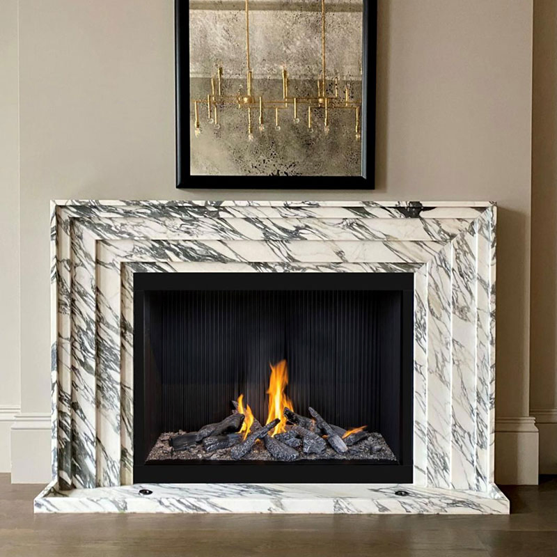 China Factory Fancy Customized White Stone Surround Mantel Marble Fireplace