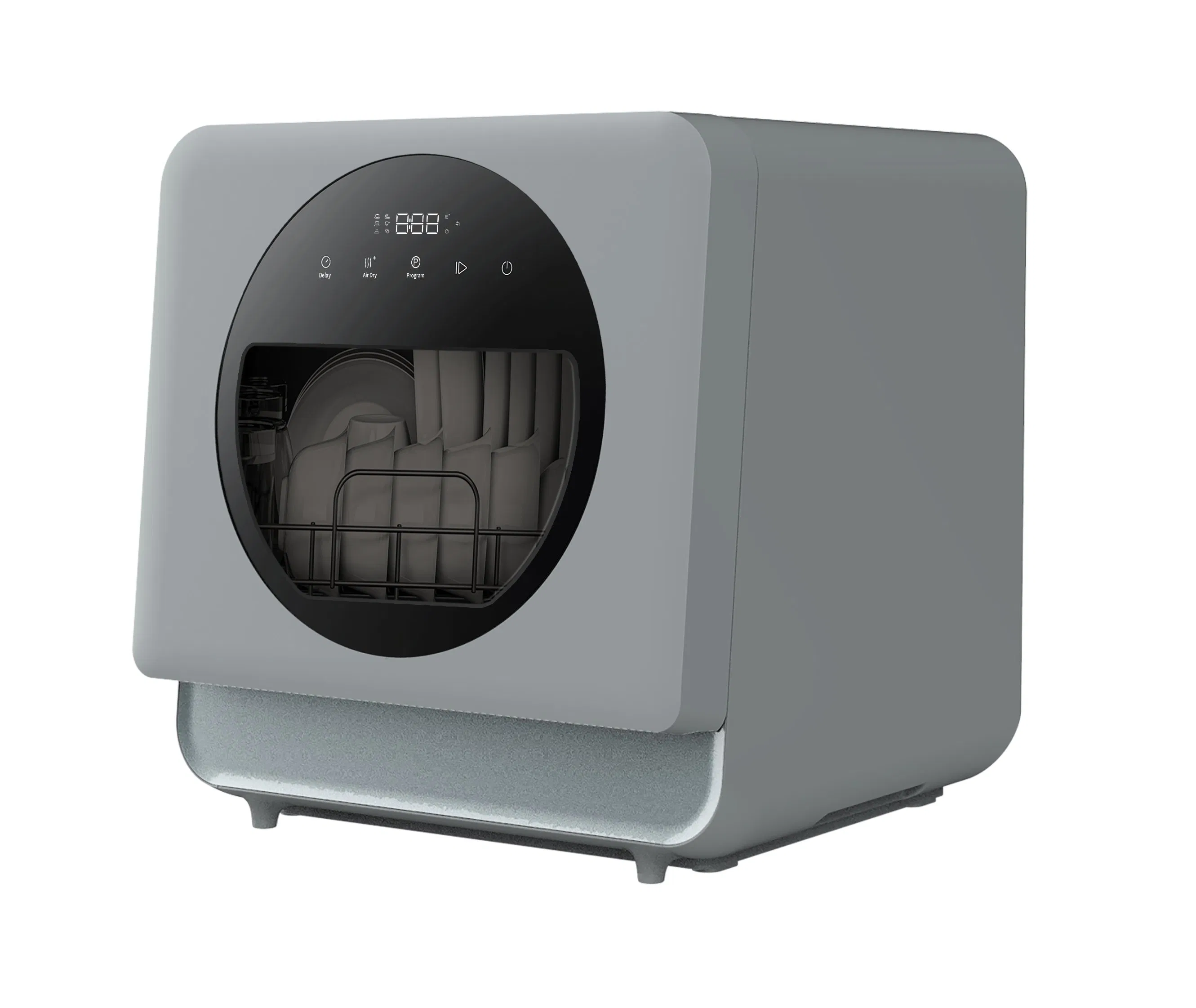 Portable Countertop Dishwasher with a Transparent Window to See Clean Results