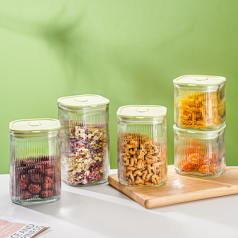 Classic Kitchen Organizing Transparent Glass Airtight Dry Food Storage Jar