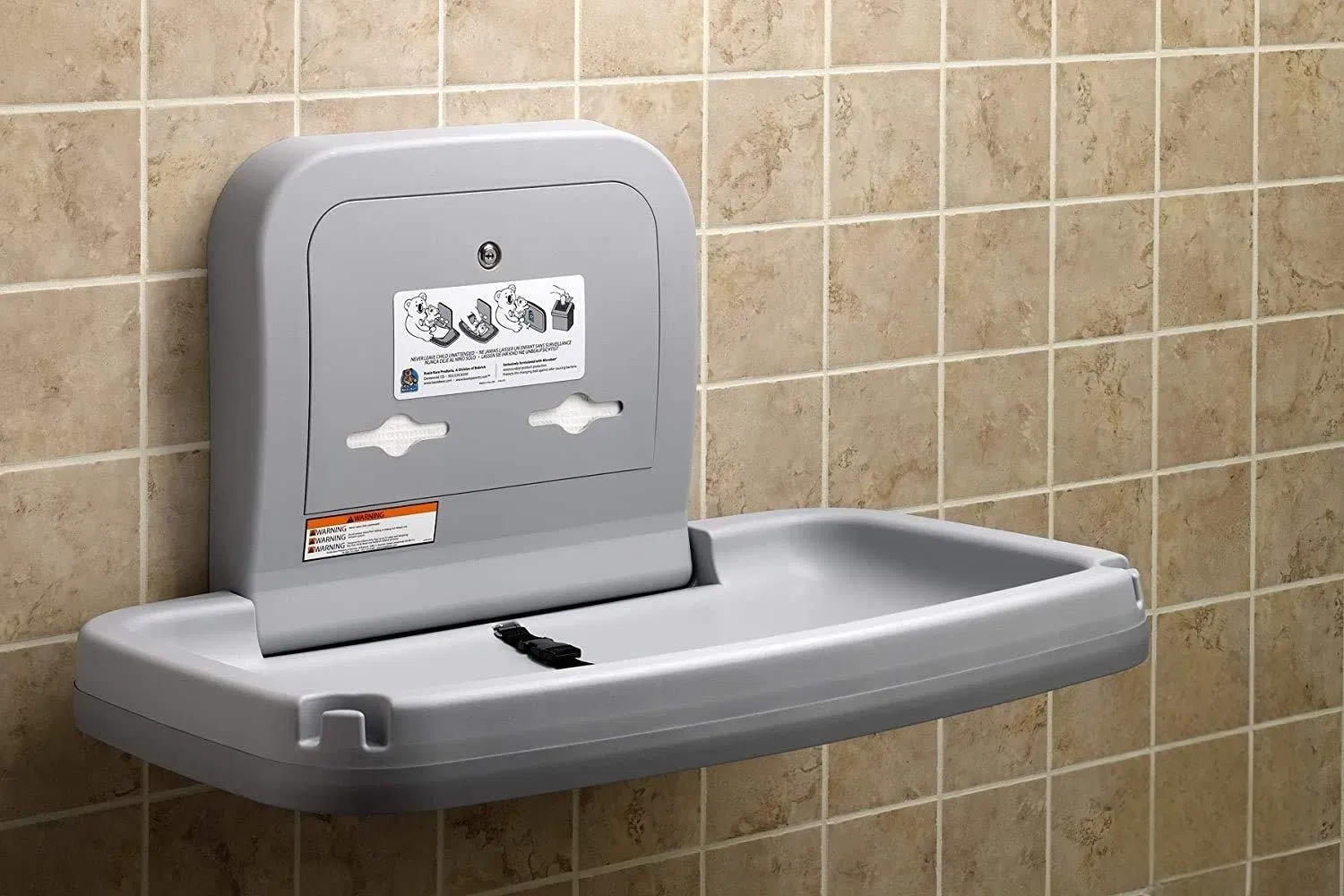 Horizontal Wall Mounted Grey Baby Changing Station