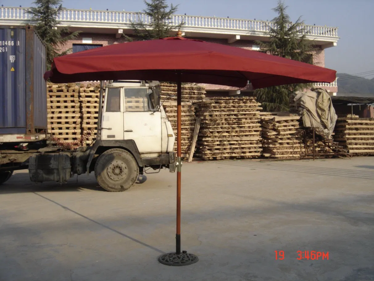 Outdoor Patio Cafe Pool Furniture Wooden Parasol Umbrella Rectangle Style 200X300cm with Flap