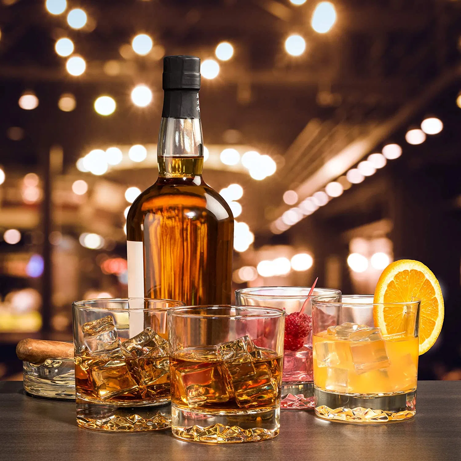 Amazon 11.5oz Old Fashioned Tumblers Lowball Rock Beverage Whiskey Glass for Finlaggan Forest Whisky Forties Four Roses