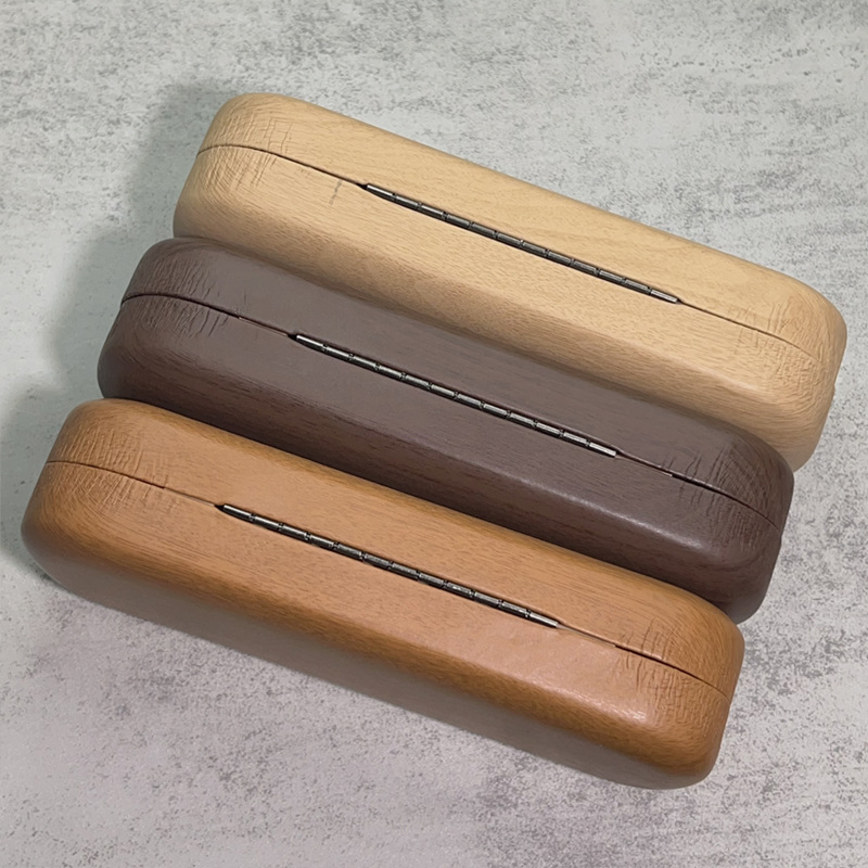 Hot Unisex Wood Glasses Case Hard Waterproof Eyeglass Case Portable Reading Glasses Box Wood Solid Color Spectacle Cases