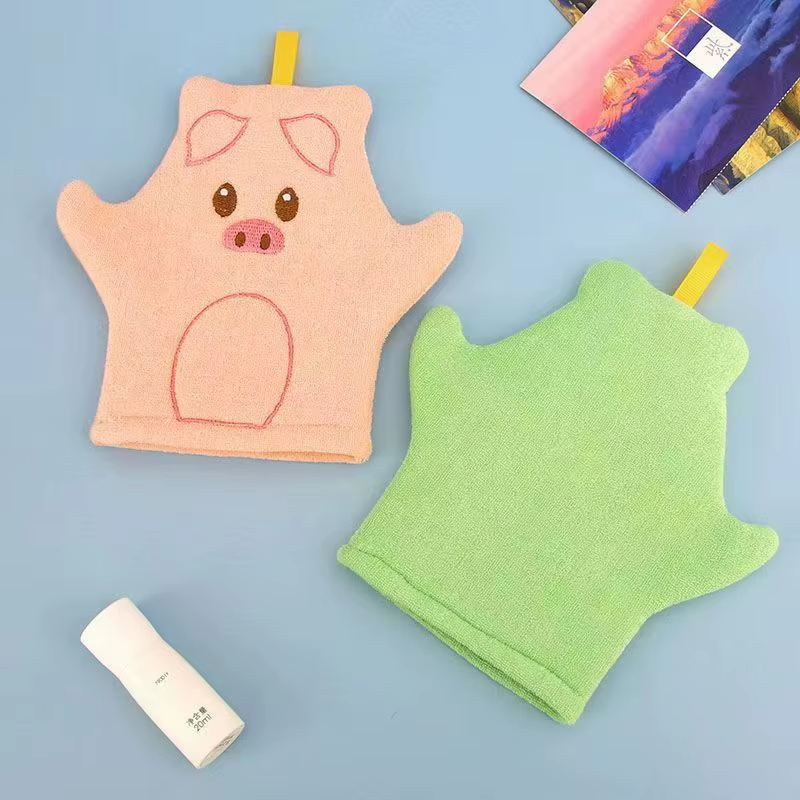 Wholesale Cartoon Animal Bath Glove with Skin Friendly Fabric for Children Baby Household Shower Towel