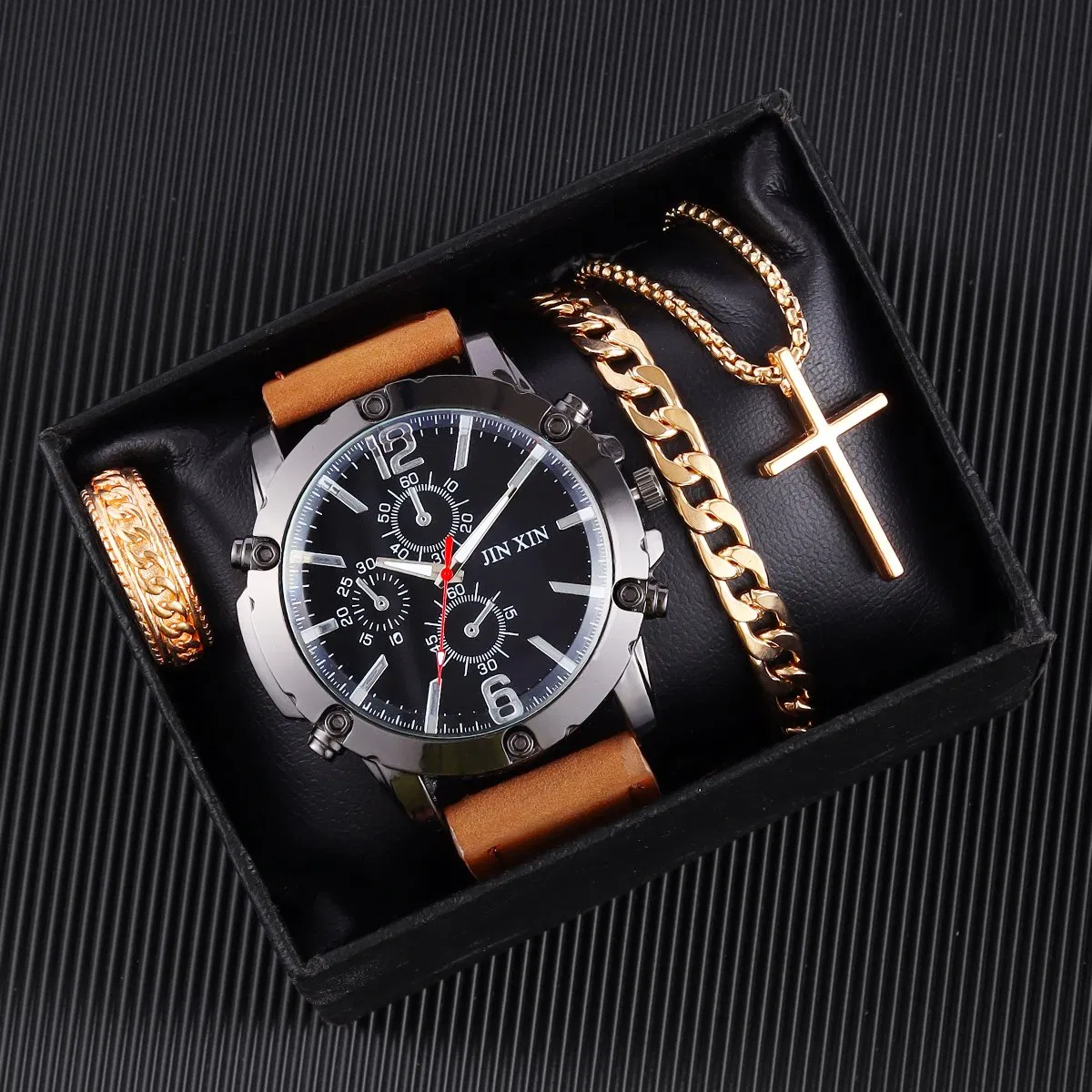 Hip-Hop Trendy Men's Watches and Cross Jewelry