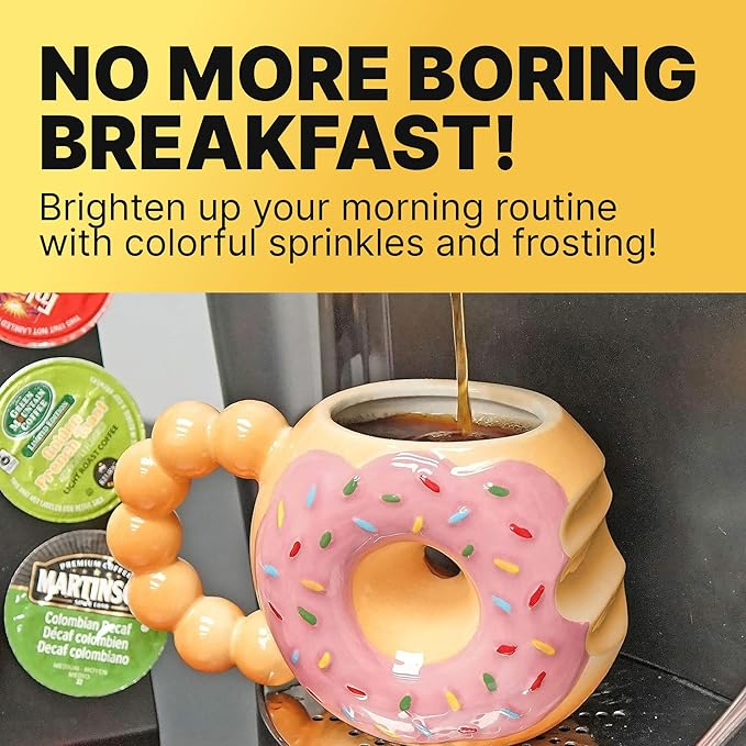 Charming 12oz Ceramic Donut Shaped Mug for Tea and Cocoa