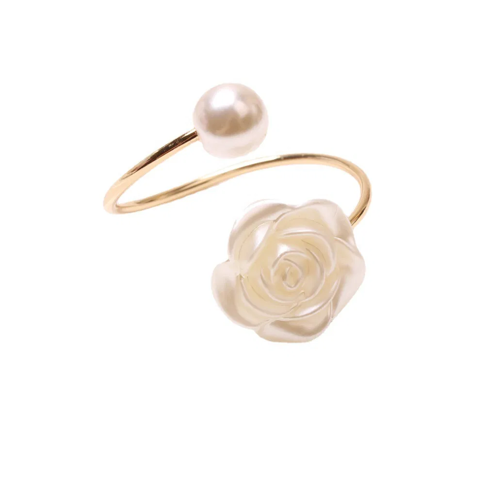 Pearl Napkin Holder Rose Flower Creative Round Pearl Napkin Ring Wedding Accessories