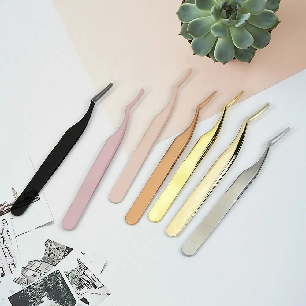 DIY False Beauty Eyelash Extension Tweezer Applicator Tool Stainless Steel Curved Eyebrow Lashes Tweezers