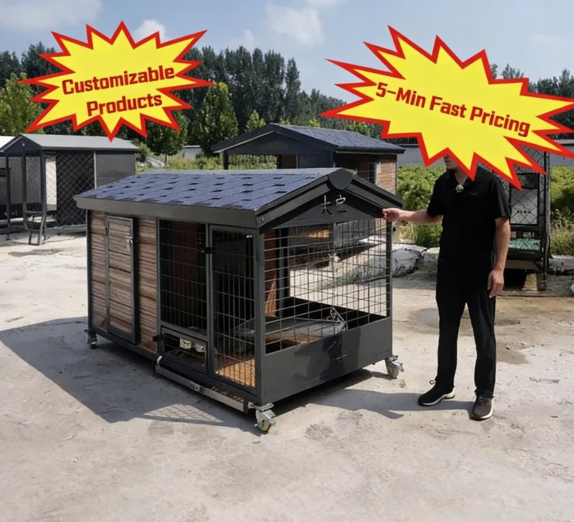 Odor-Controlled Wooden Dog Kennel with Ventilated Base and Double Sliding Door