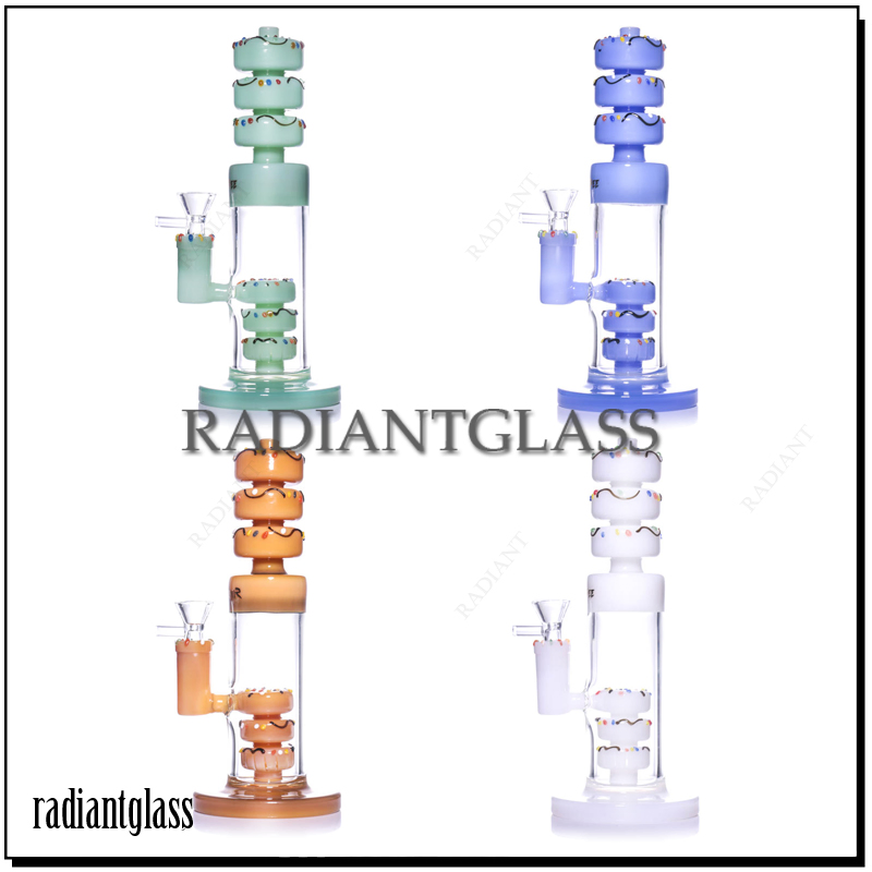 Donut Styling Wholesale Crack Pipe Four Color Oil Filled Glass Water Pipes Hookahs