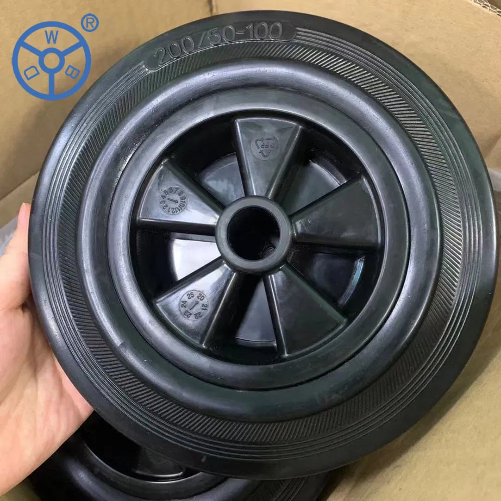Industrial Wheels Castor Waste Bin Caster PP Core Rubber Trolley Wheel Heavy Locking Brake Casters