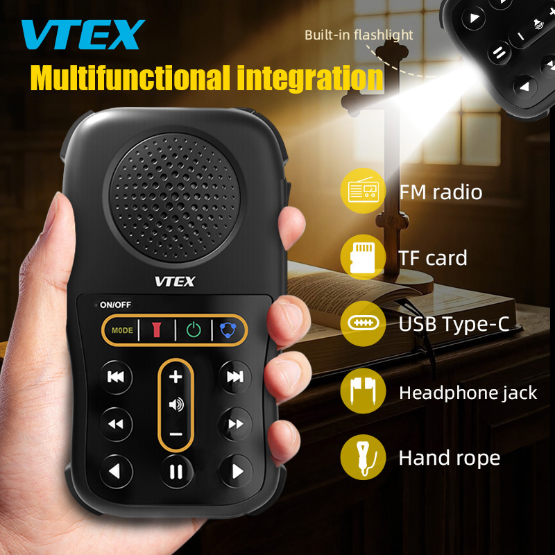 Portable Solar Powered Mini MP3 Music Radio Swahili Language Audio Bible Player