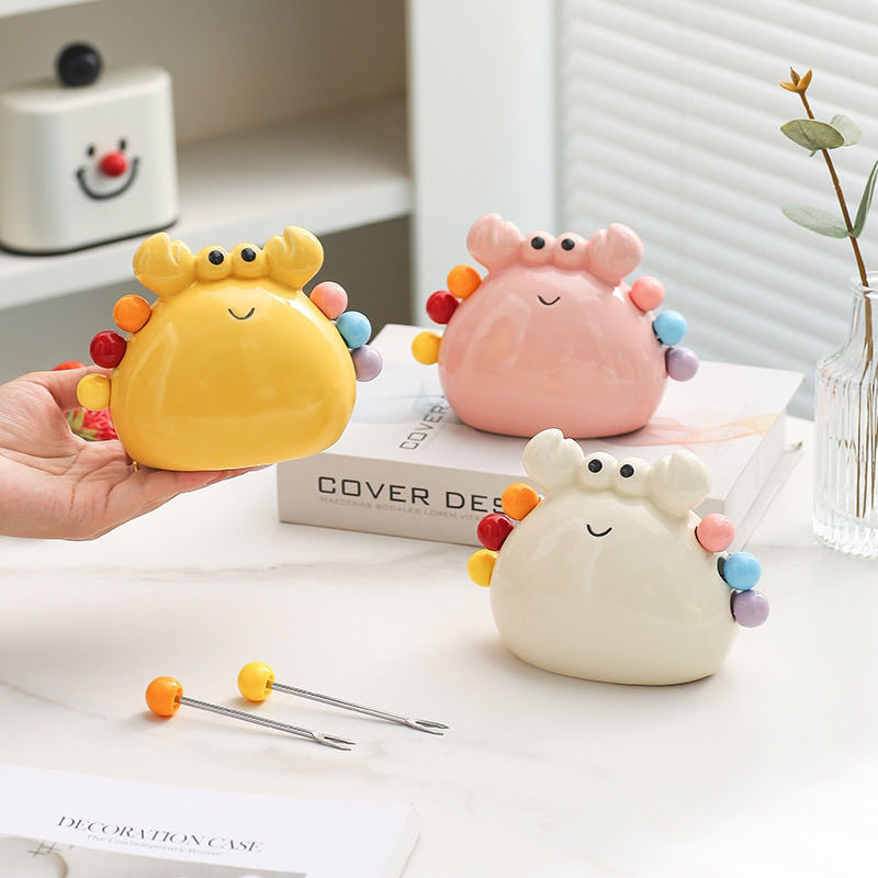 Stylish Ceramic Desktop Organizer for Mini Forks and Fruit Tools
