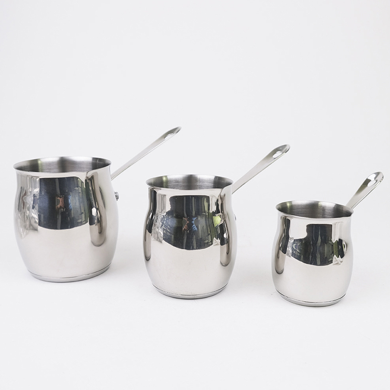 Middle East Turkish Stainless Steel Milk Mug Long Handle Arabic Double Bottom Coffee Pot