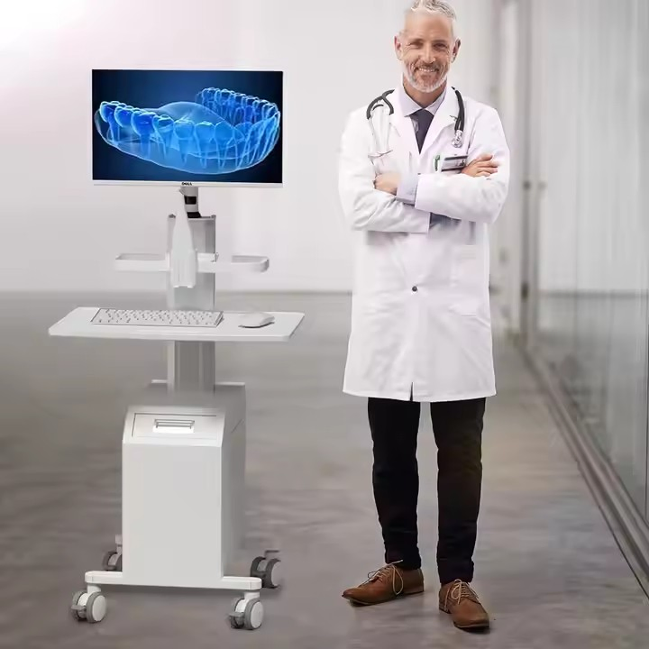 Versatile Adjustable Mobile Computer Trolley for Healthcare Settings Medical Trolley