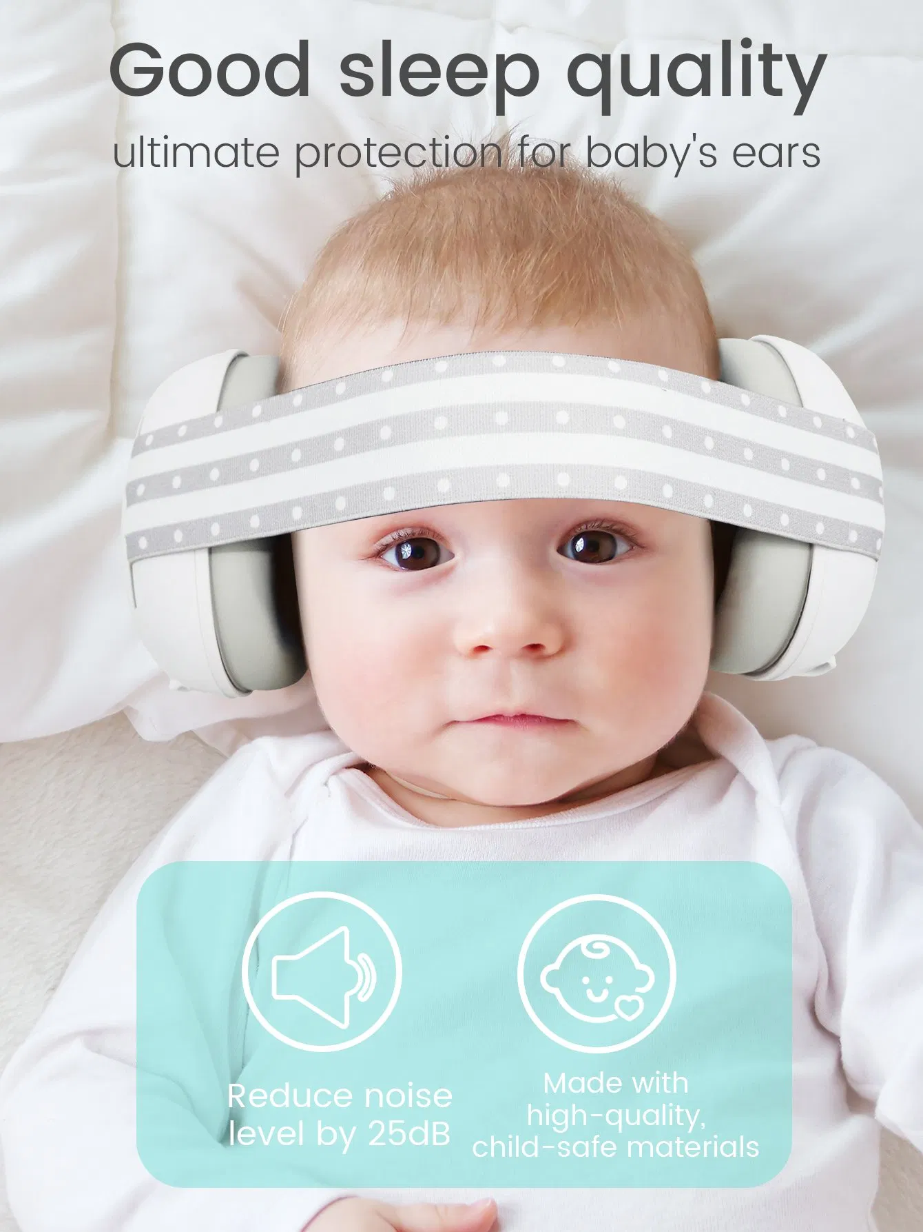 2-in-1 ABS Material Kids & Baby Protective Earmuffs-Safety Hearing Protection Earmuffs for Sleep (Rainbow Pattern)