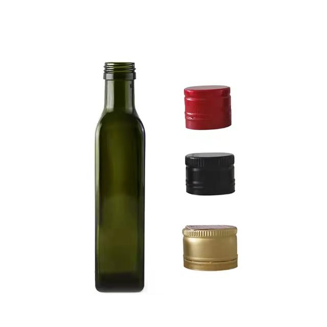 Wholesale 250ml 500ml 750ml 1000ml 1liter Empty Marasca Edible Oil Bottle Green Glass Olive Oil Bottle with Lid