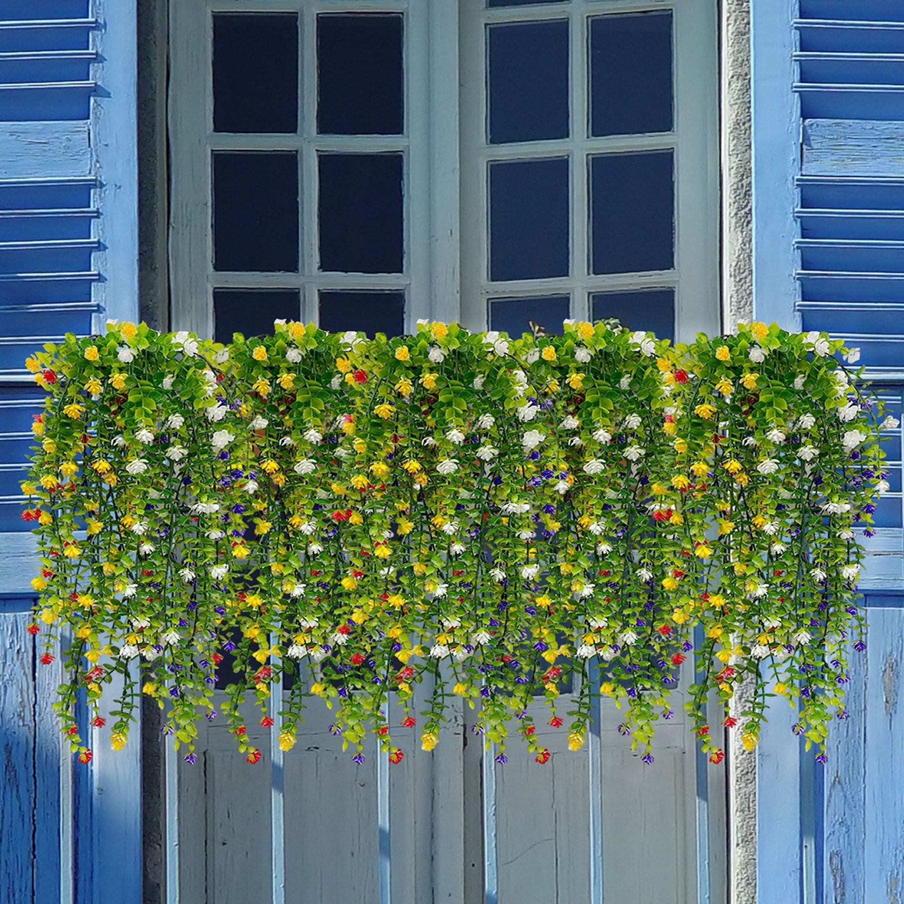 Цветы искусственные подвесные белые УФ-стойкие для дома сада