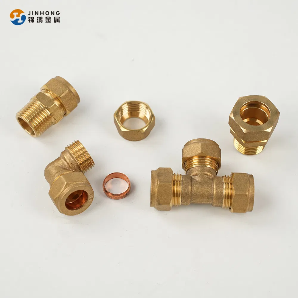 Jh Factory Wholesale Compression Copper Pipe Brass Connector Copper Pipe Fittings